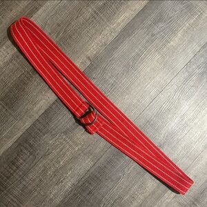 Men’s 46” GUESS Red & Beige Striped Belt with D-Ring Buckle